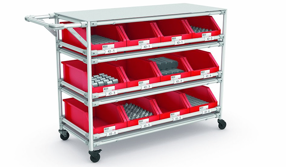 Practical hand trolley with working surface and storage levels - EX-01036