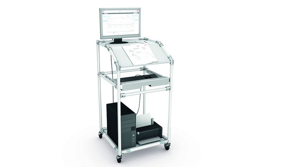 Mobile standing desk with complete computer workstation - EX-01067
