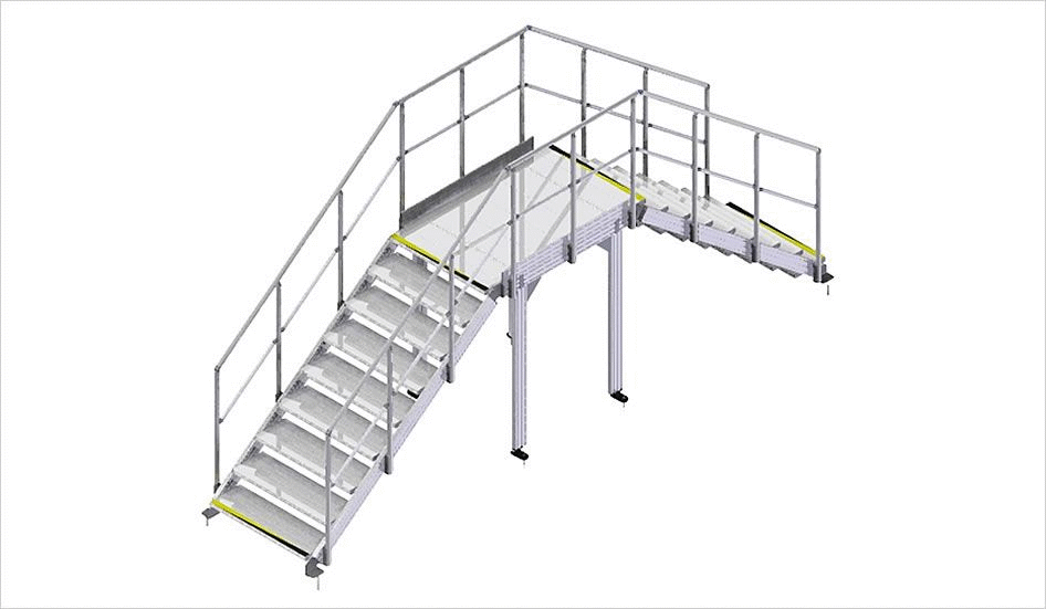Passerelle composée de deux escaliers et d&#8217;une plateforme - EX-01103