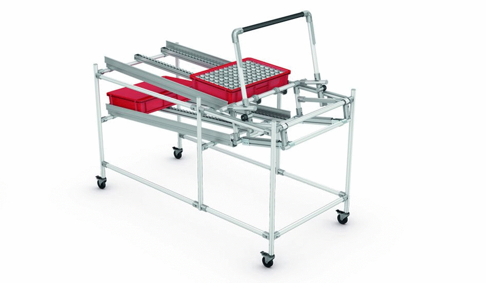 Ergonomiczny wózek do dostarczania materiałów z ręcznym mechanizmem Karakuri/LCA- EX-01126