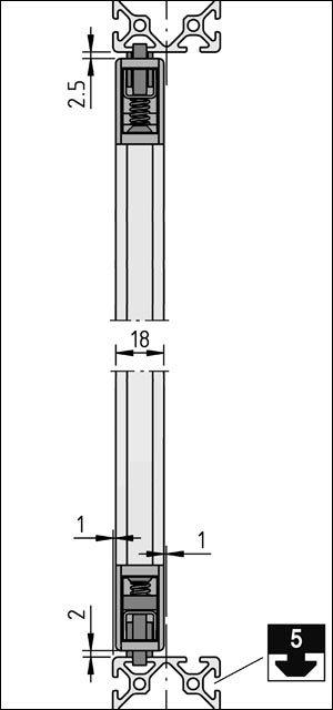 Scharniersatz 5 für Eckverbinder 8 32x18