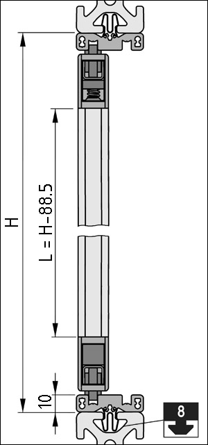 Falttür-Scharnier Al für Klemmprofil 8 32x18