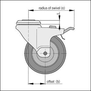 Castor D125 swivel with double-brake ESD