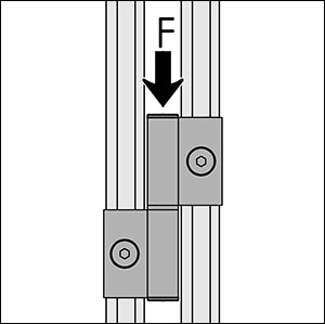 Cerniera per porta a soffietto in alluminio per profilato di bloccaggio 8 32x18