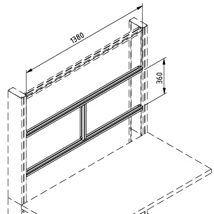 Montant de table, entretoise H - 1500
