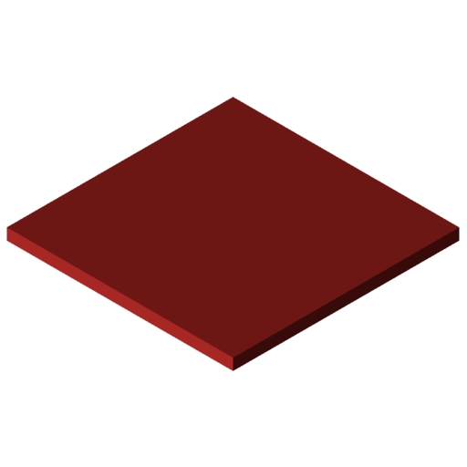 Materiale completamente sintetico sp.10mm, rosso simile a RAL 3000