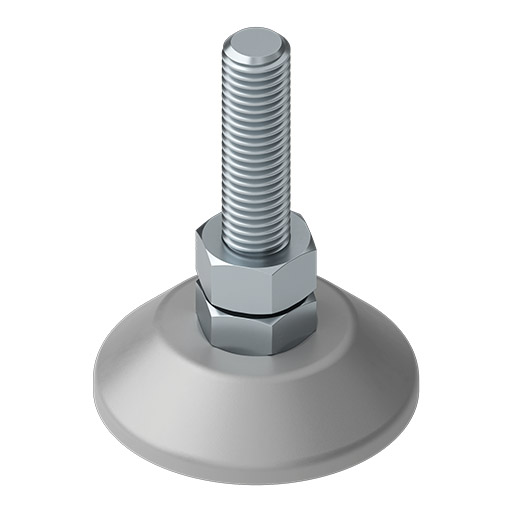 Pie D60, M12x75, similar al RAL 9006 aluminio