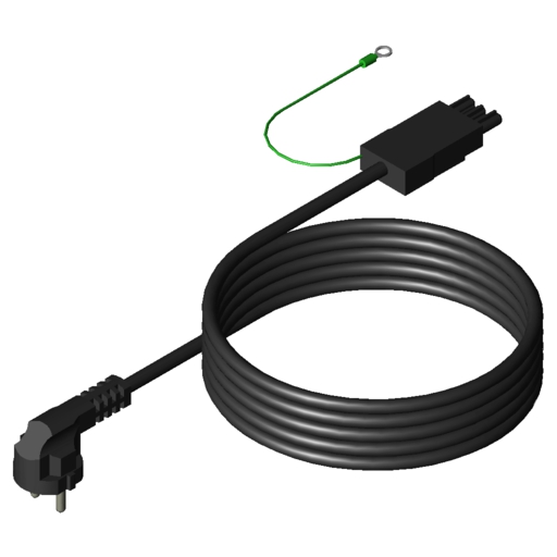 Connecting Cable, Socket / Earthed Plug with earthing lead, black