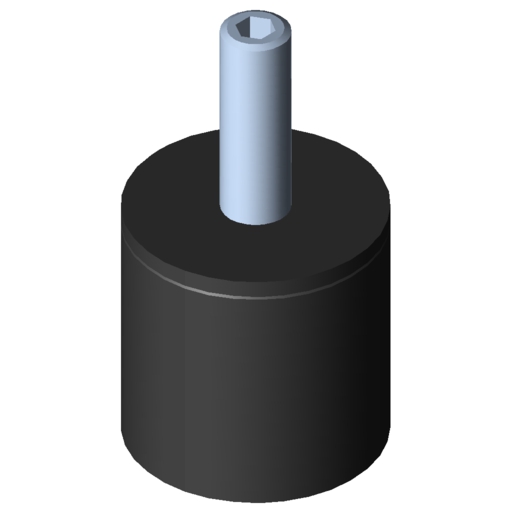 Butée élastique cylindrique D15x15 M4x12, noir semblable RAL 9005