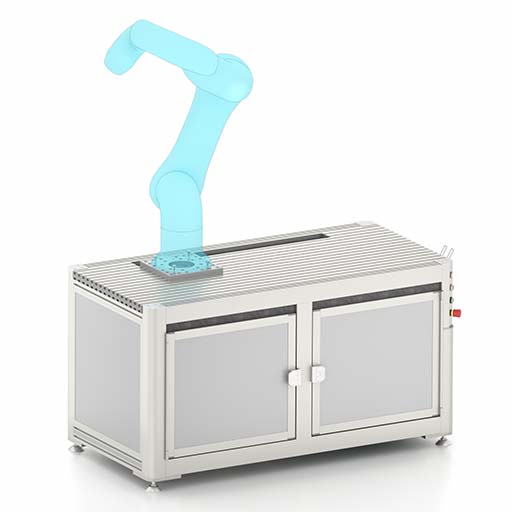 Robot workstation for stationary use