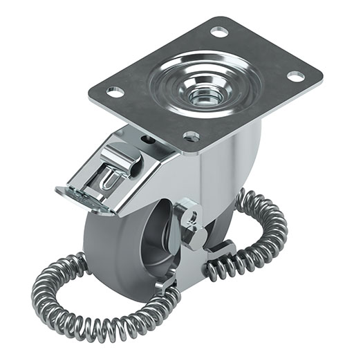 Castor D125 PU swivel with double-brake 140x110 FG ESD
