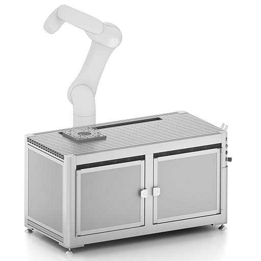 Robot workstation for stationary use