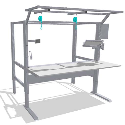 Ergonomic material supply with work bench 4E FIFO
