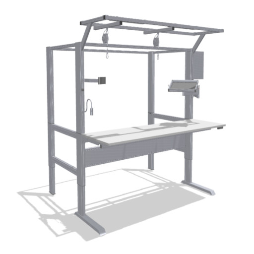 Ergonomic material supply with work bench 4E FIFO