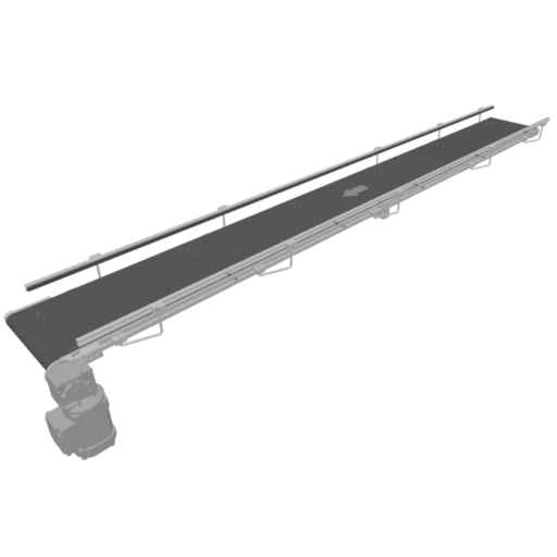 Flat Belt Conveyor with railing, non-accumulating