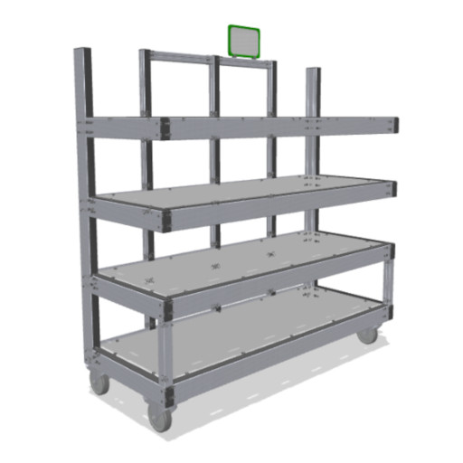 Sturdy shelf trolley for long goods