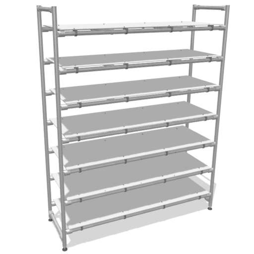 Tall warehouse rack based on Profile Tube System D30
