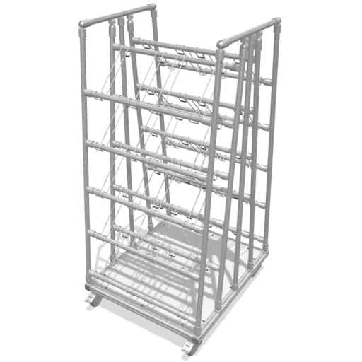 Two-sided material supply rack for small parts