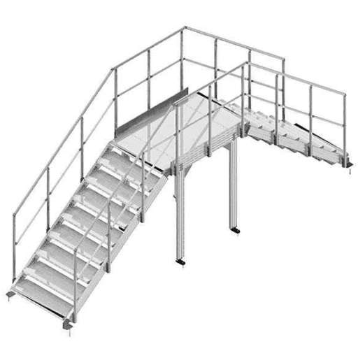 Passerelle composée de deux escaliers et d’une plateforme