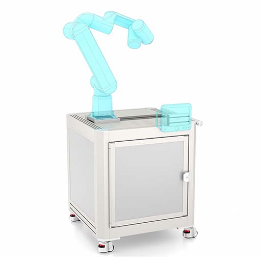 Mobile robot island for cobots with central cable duct