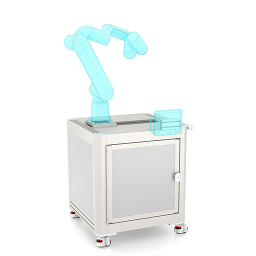 Mobile robot island for cobots with central cable duct - EX-01586