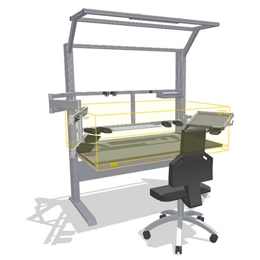 ESD-sicherer Arbeitstisch mit Materialbereitstellung
