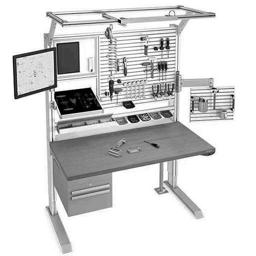 Ergonomic work bench with customised tool organisation