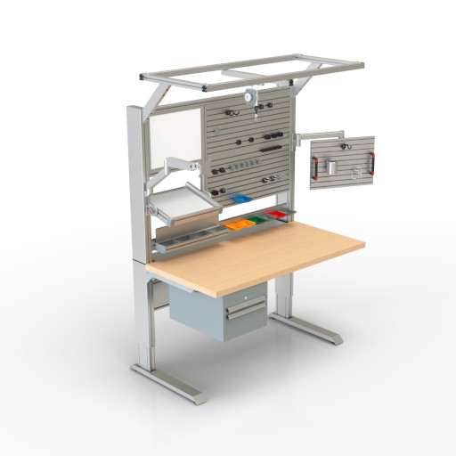 Ergonomic work bench with customised tool organisation