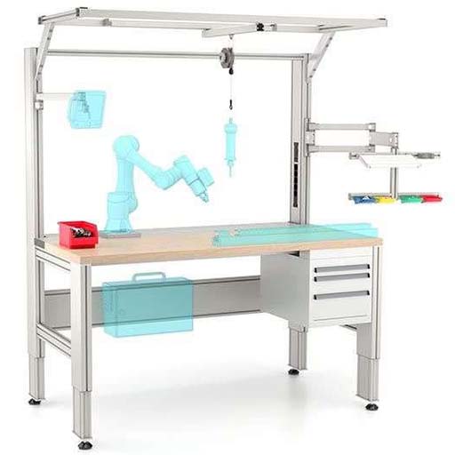 Collaborative work bench with comprehensive equipment