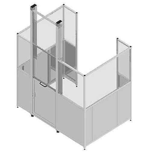 Machine enclosure with modular lifting doors
