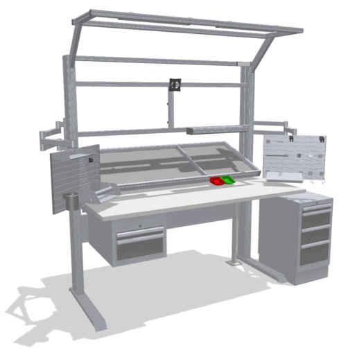 Assembly workstation with material supply from rear