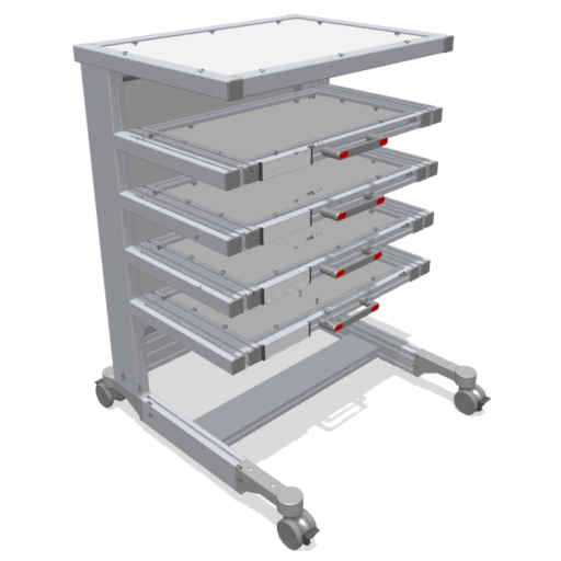 Rolling cabinet with custom drawers