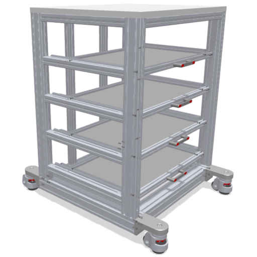 Supply trolley with pull-out compartments