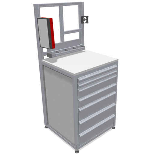 Drawer unit with work surface and upright