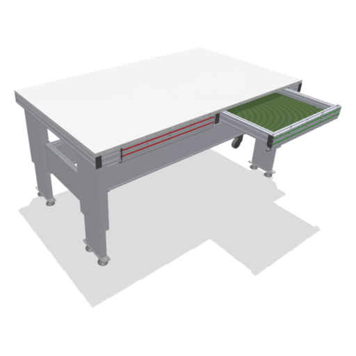 Mobile heavy-duty assembly table with drawers