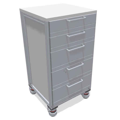 Drawer cabinet with individual handles