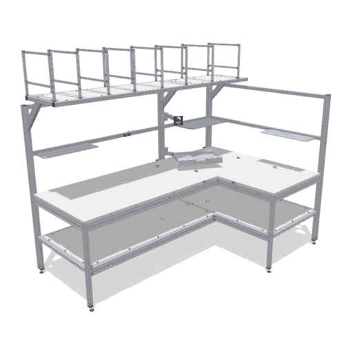 L-shaped table for packaging tasks