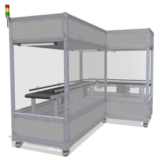 Corner solution for conveyor belts with enclosure