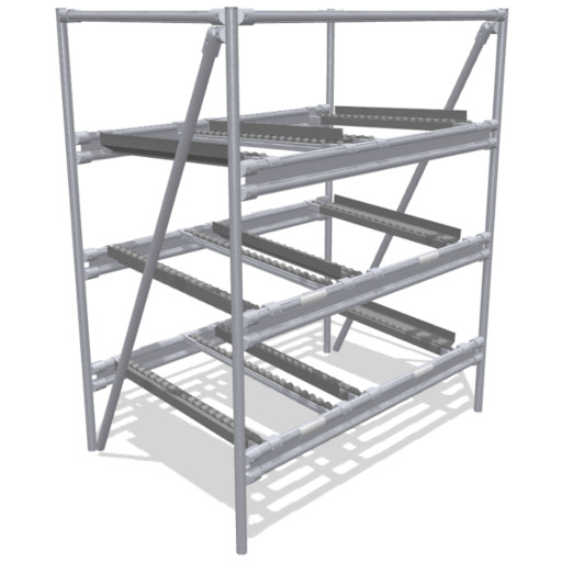 Top module – rack with side-facing roller conveyors