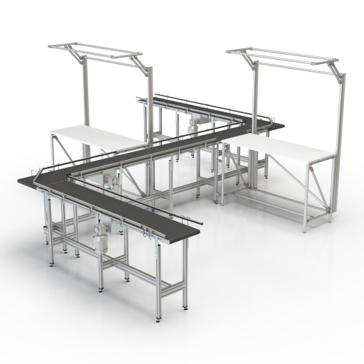 Workstation interlinking with conveyor belts in a Z-configuration