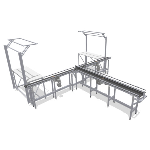 Parallel production with conveyor belts in a Т-configuration