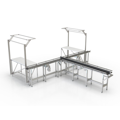 Parallel production with conveyor belts in a Т-configuration