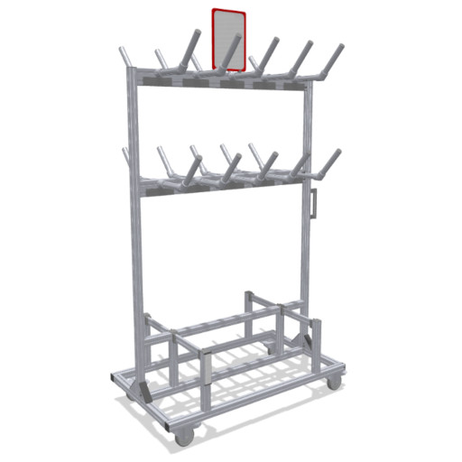High transport trolley for cable harnesses and hoses