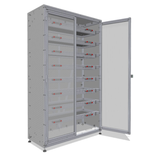 Cabinet with pull-out trays