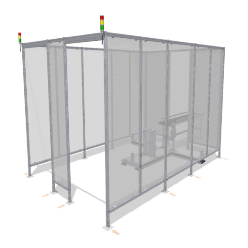 Protective fence for robotic palletizing station