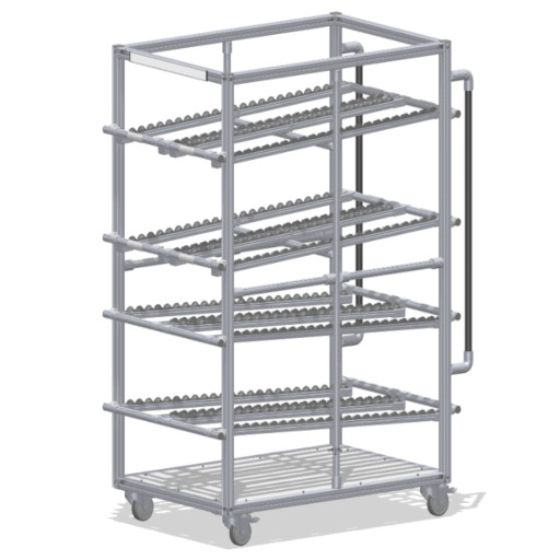 Robust FIFO rack for mobile material supply