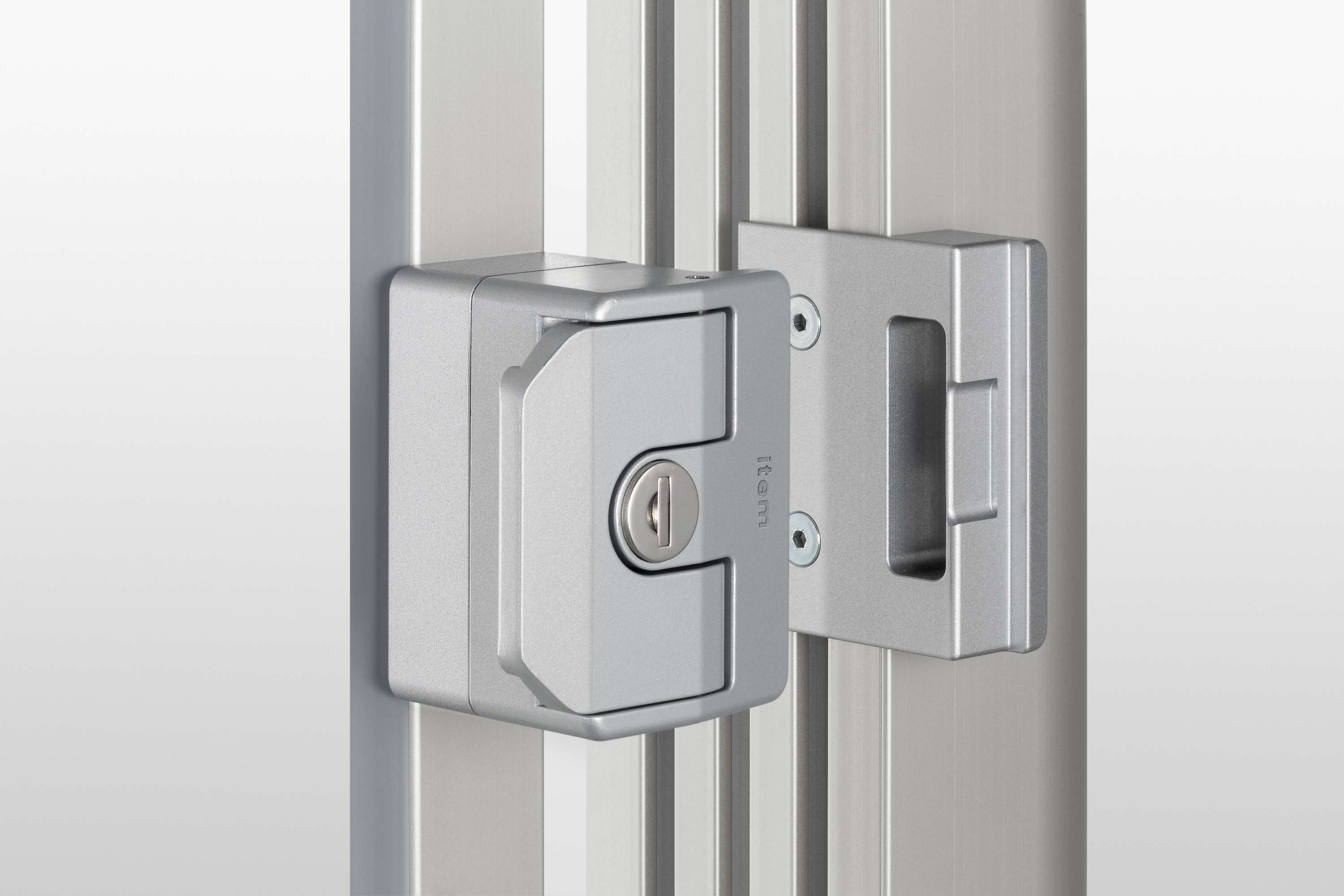 Sliding Door Lock 8, Spacer 8 32x18, white aluminium, similar to RAL 9006