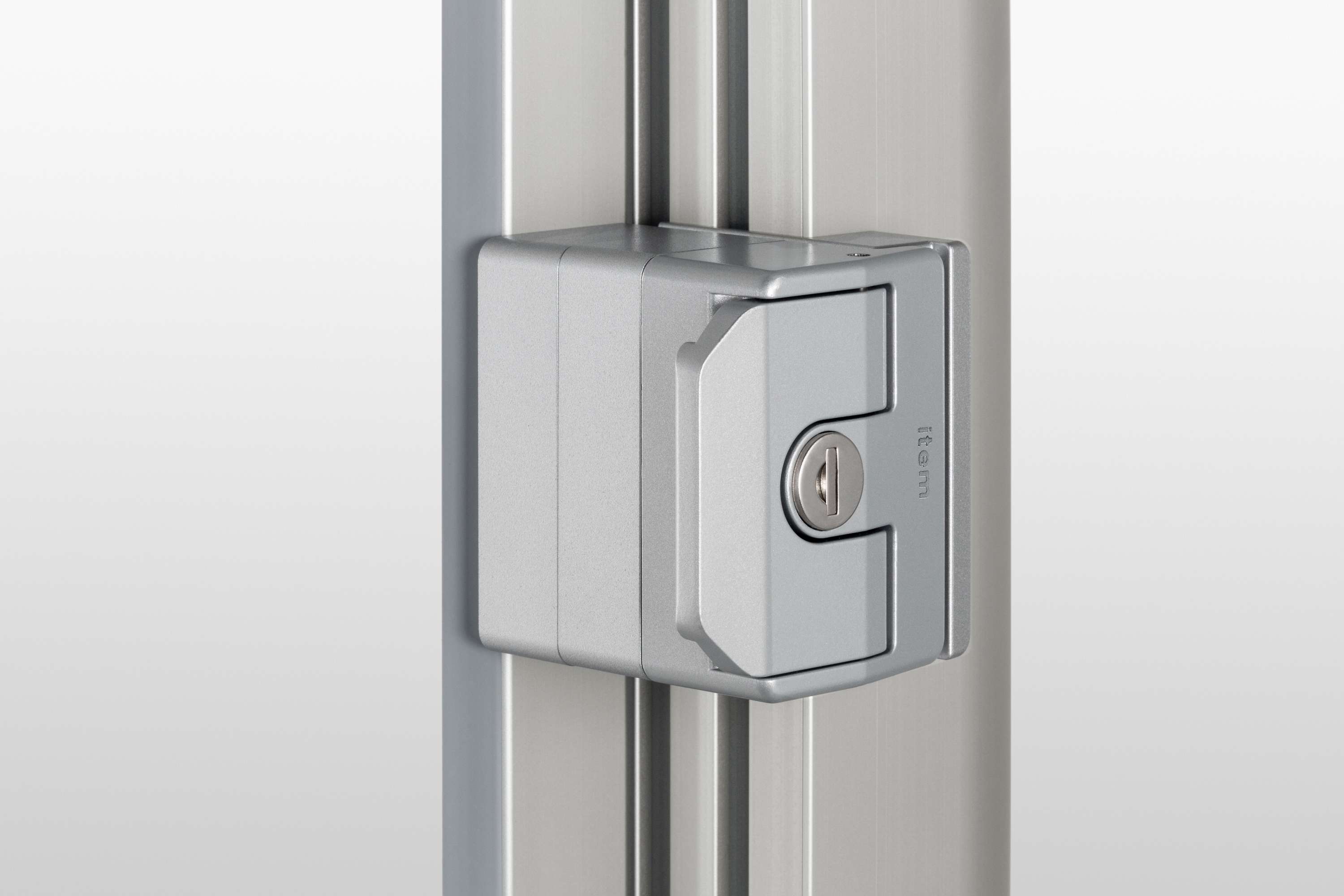 Sliding Door Lock 8, Spacer 8 32x18, white aluminium, similar to RAL 9006