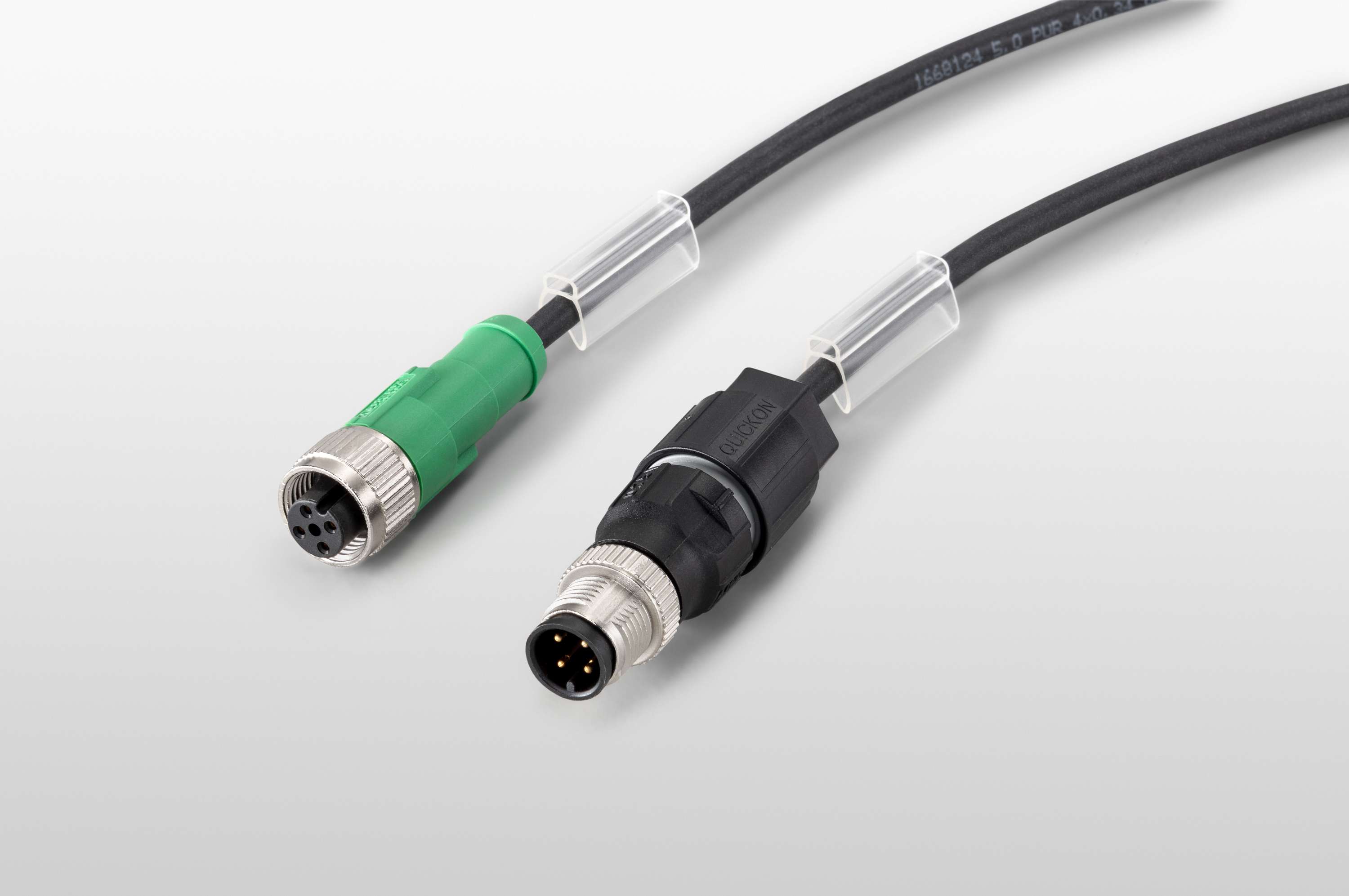 Cable de conexión del sensor/actuador 5m M12 4P, conector hembra, código A,, negro