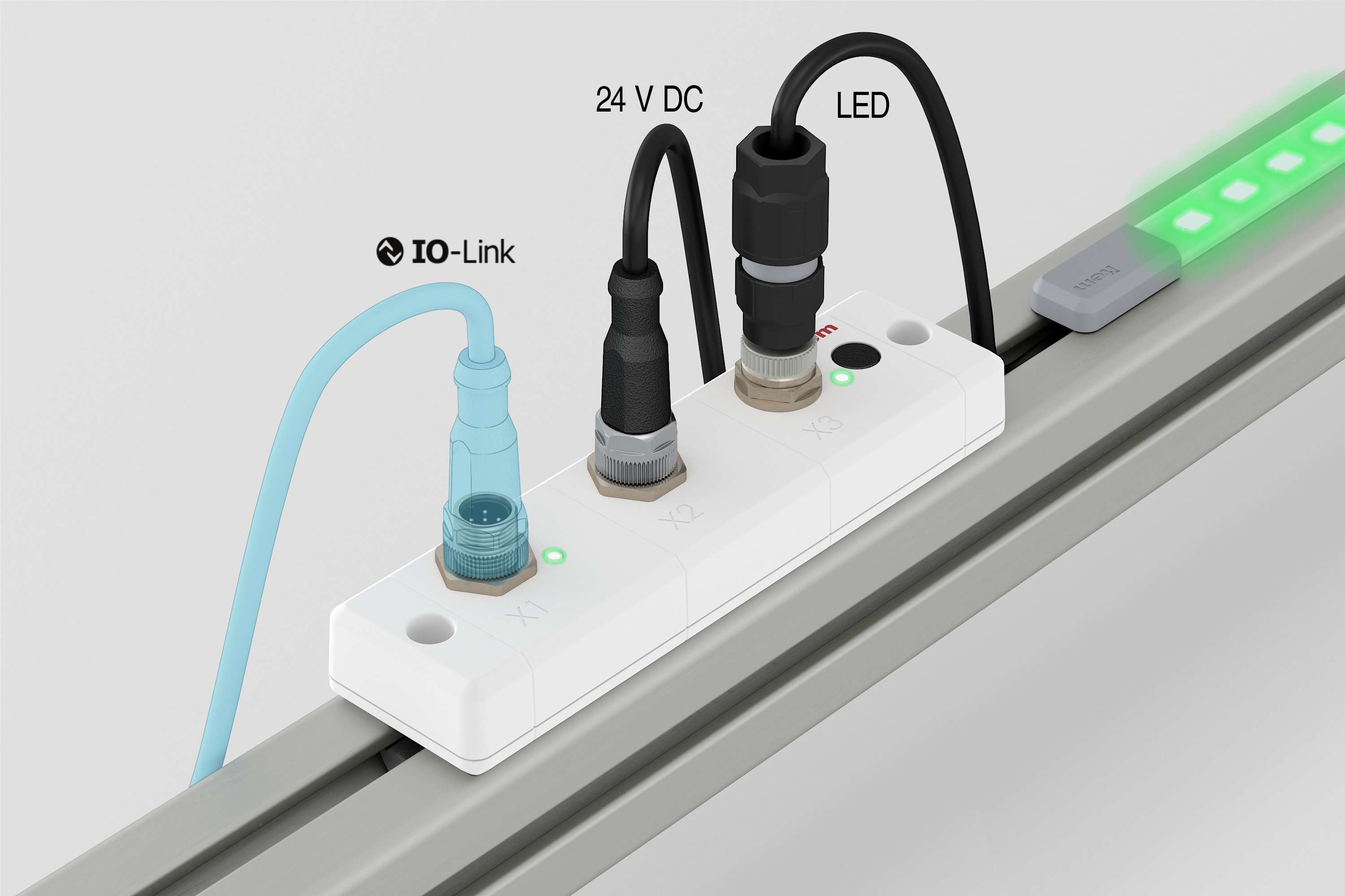 Wielosegmentowy kontroler taśm LED RGB IO-Link 24VDC
